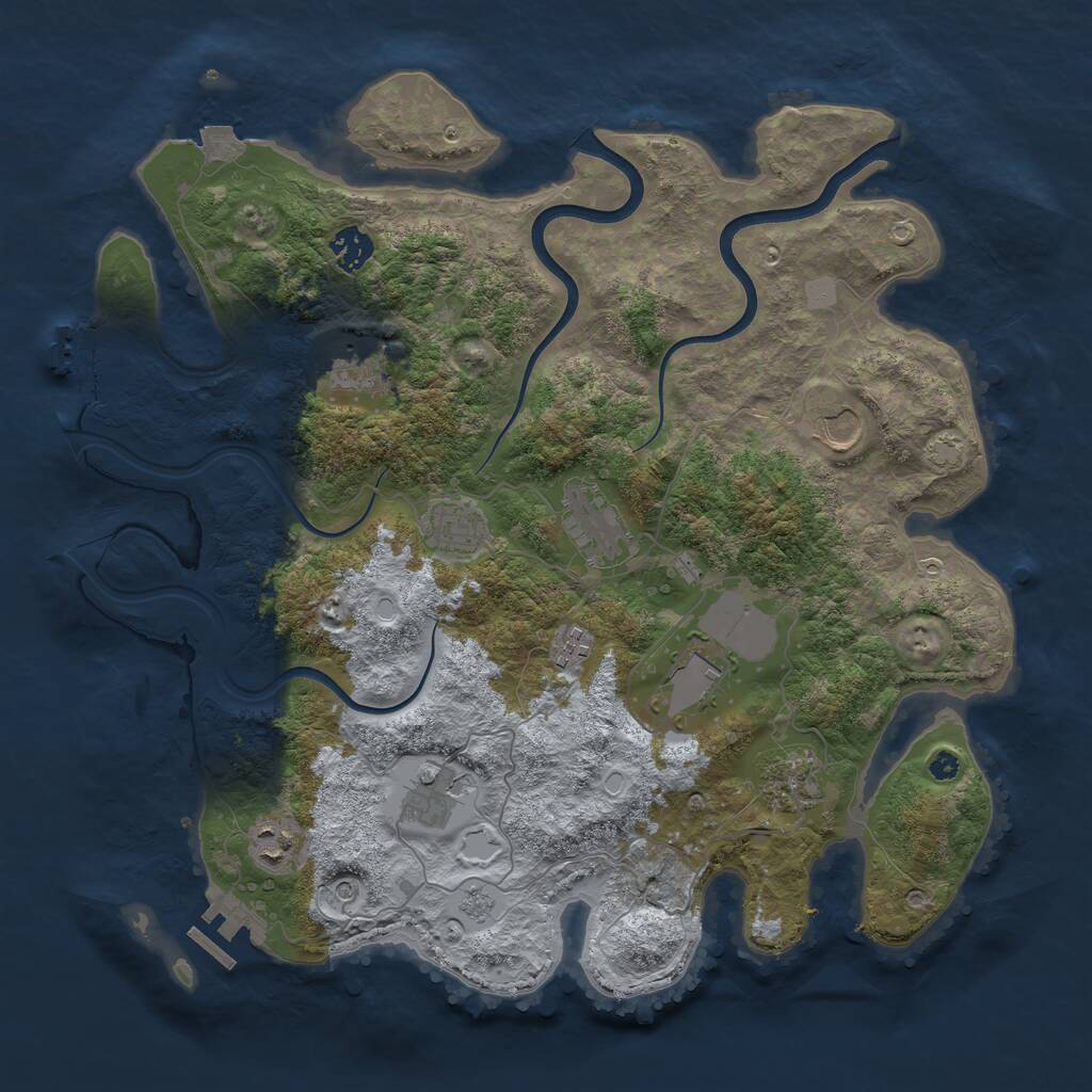 Rust Map: Procedural Map, Size: 3850, Seed: 98765, 16 Monuments