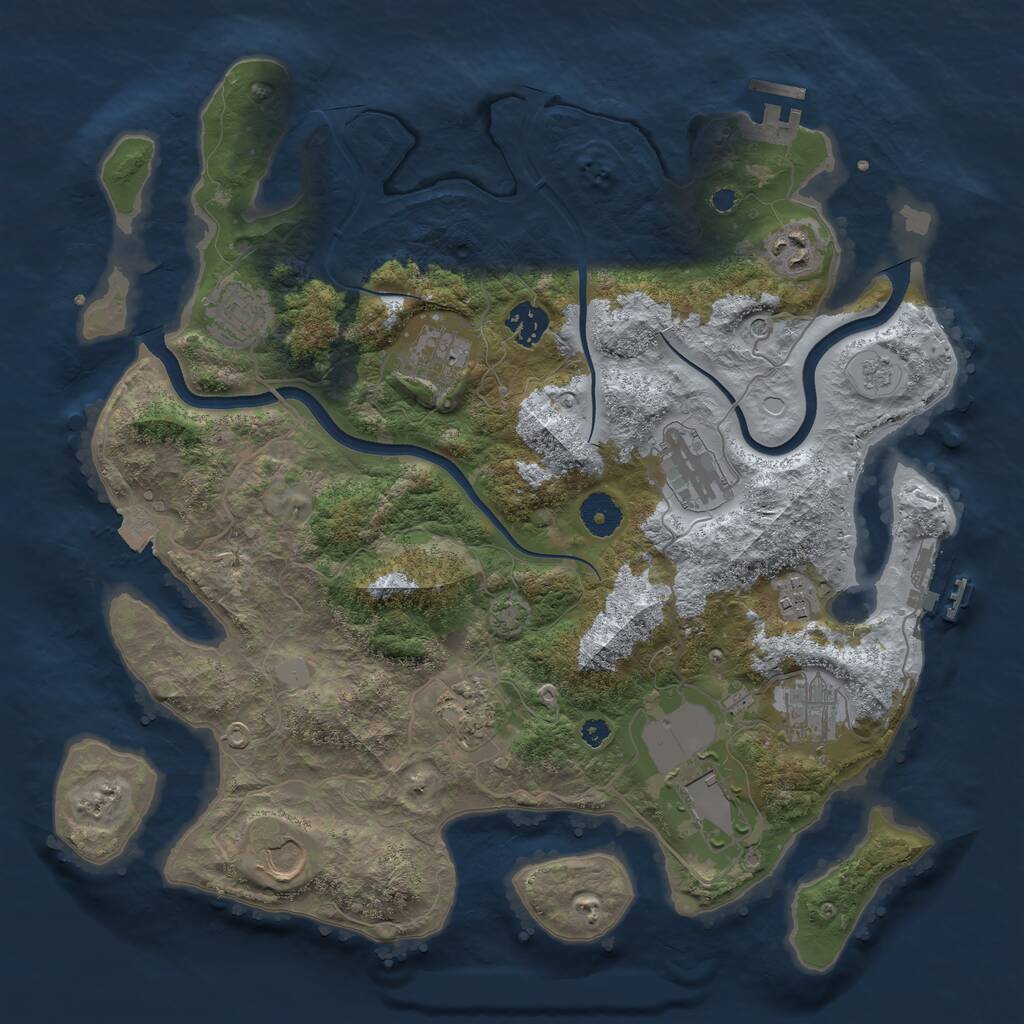 Rust Map: Procedural Map, Size: 3700, Seed: 564463338, 16 Monuments