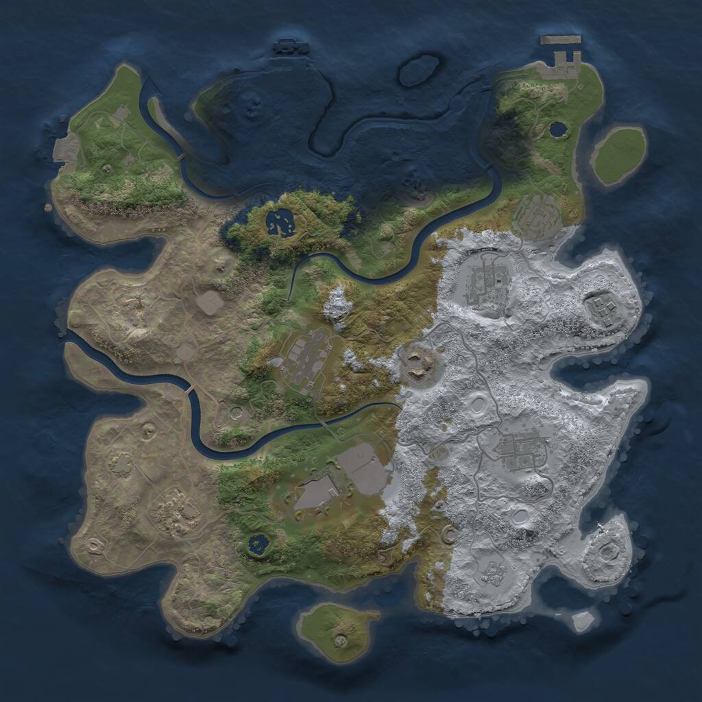 Rust Map: Procedural Map, Size: 3500, Seed: 213108, 15 Monuments