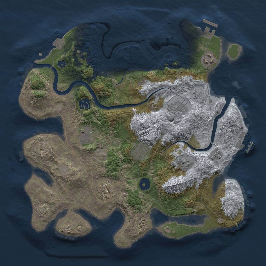 Rust Map: Procedural Map, Size: 3400, Seed: 333333, 13 Monuments