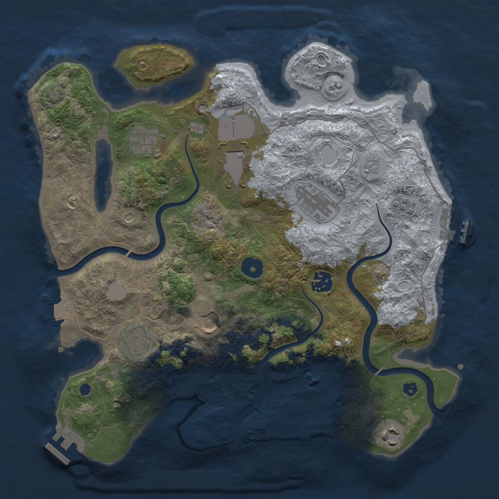 Rust Map: Procedural Map, Size: 3500, Seed: 695838711, 14 Monuments