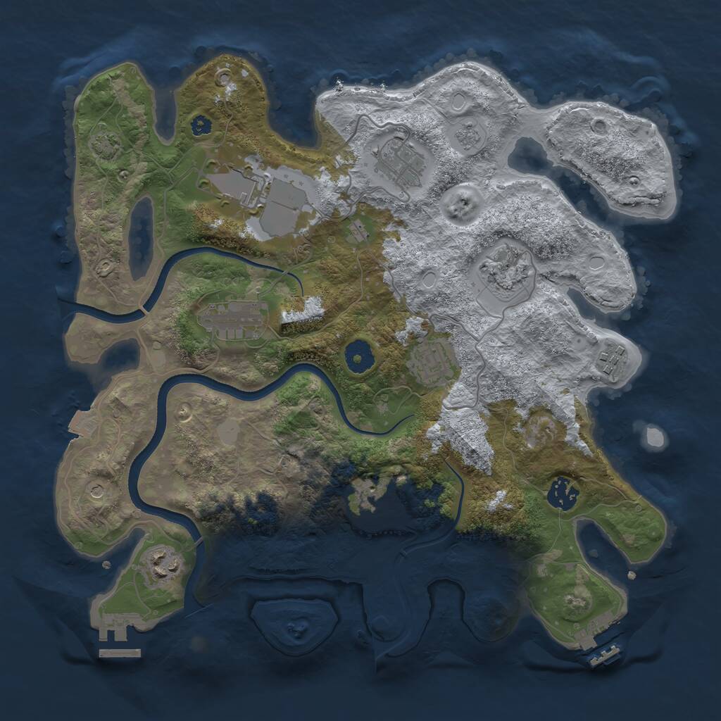 Rust Map: Procedural Map, Size: 3500, Seed: 1360865815, 15 Monuments