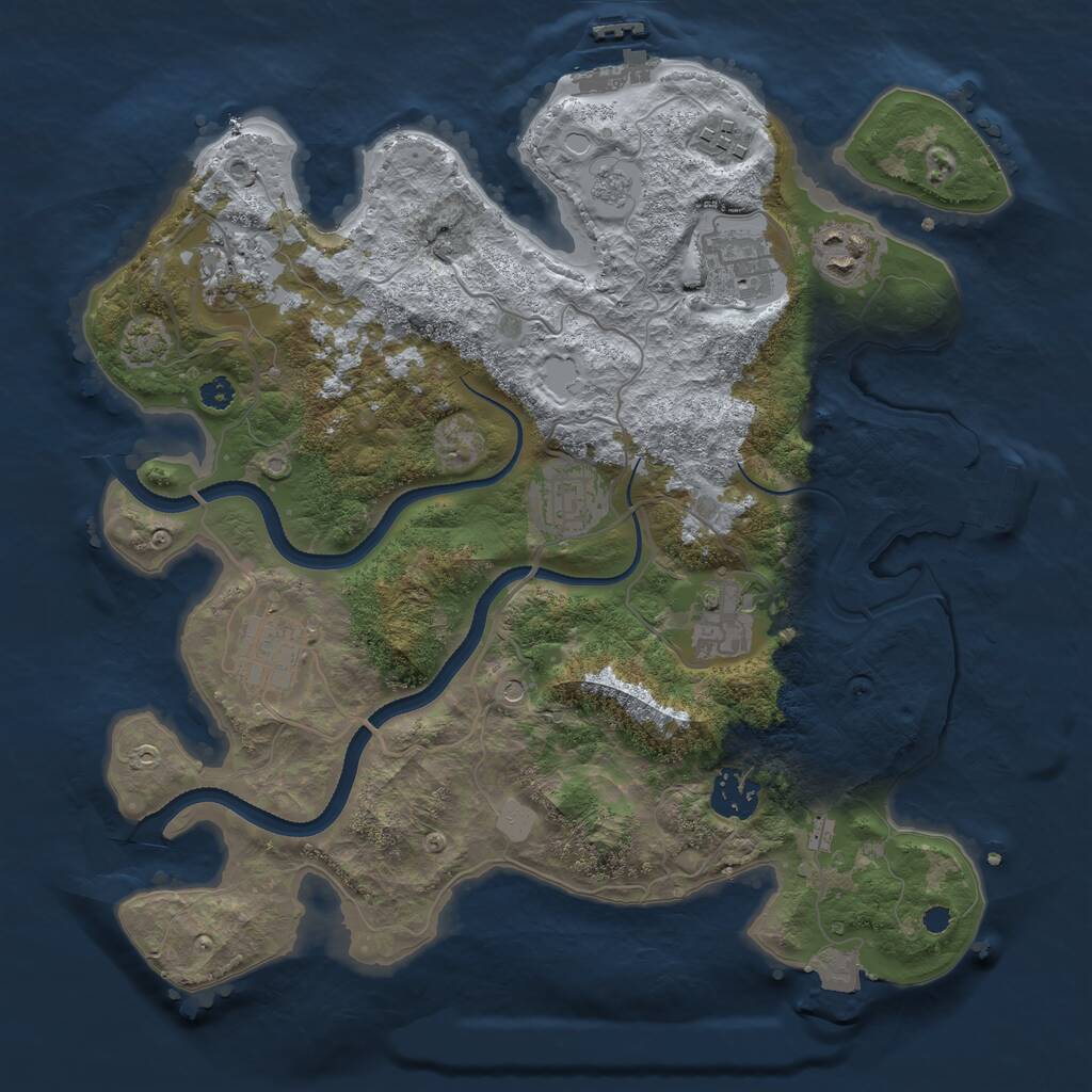 Rust Map: Procedural Map, Size: 3300, Seed: 1095398176, 14 Monuments