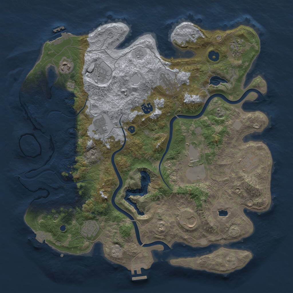 Rust Map: Procedural Map, Size: 4000, Seed: 321318649, 17 Monuments
