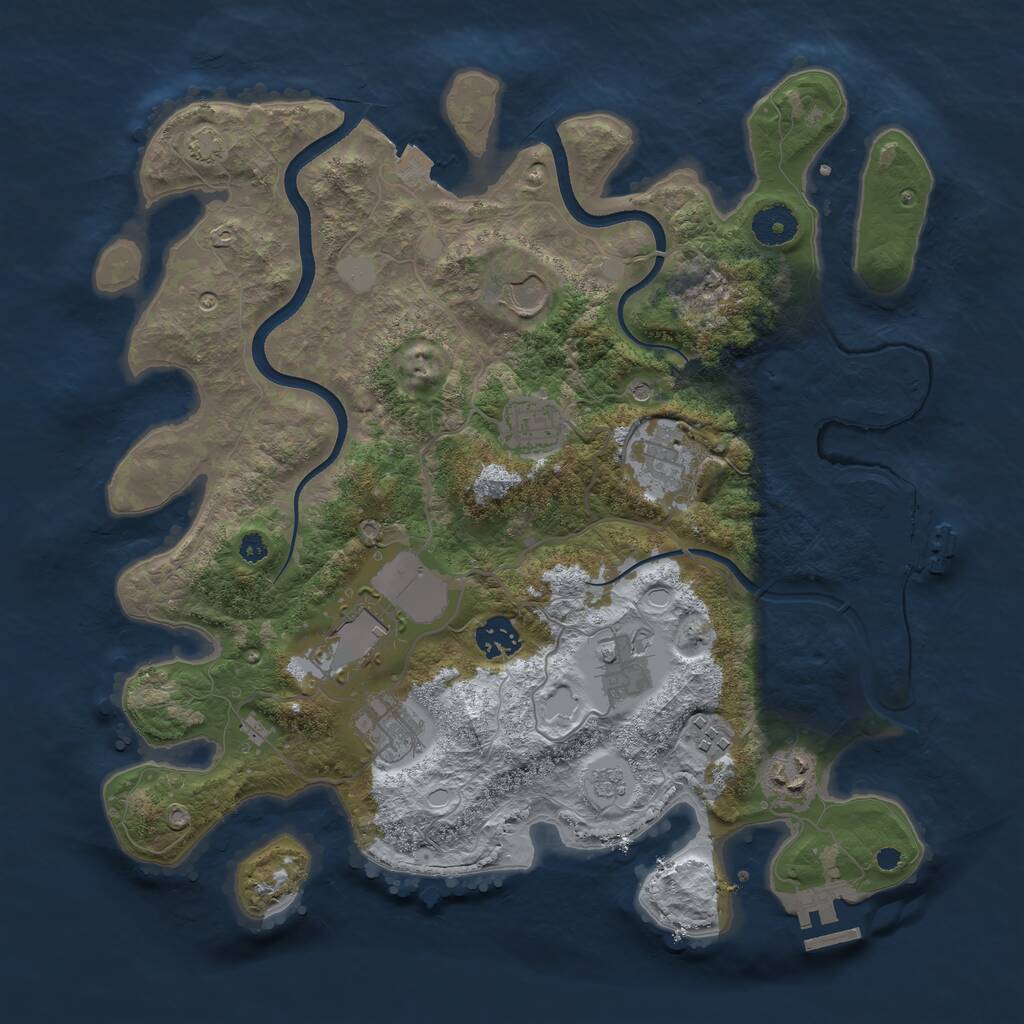 Rust Map: Procedural Map, Size: 3629, Seed: 2058547428, 15 Monuments