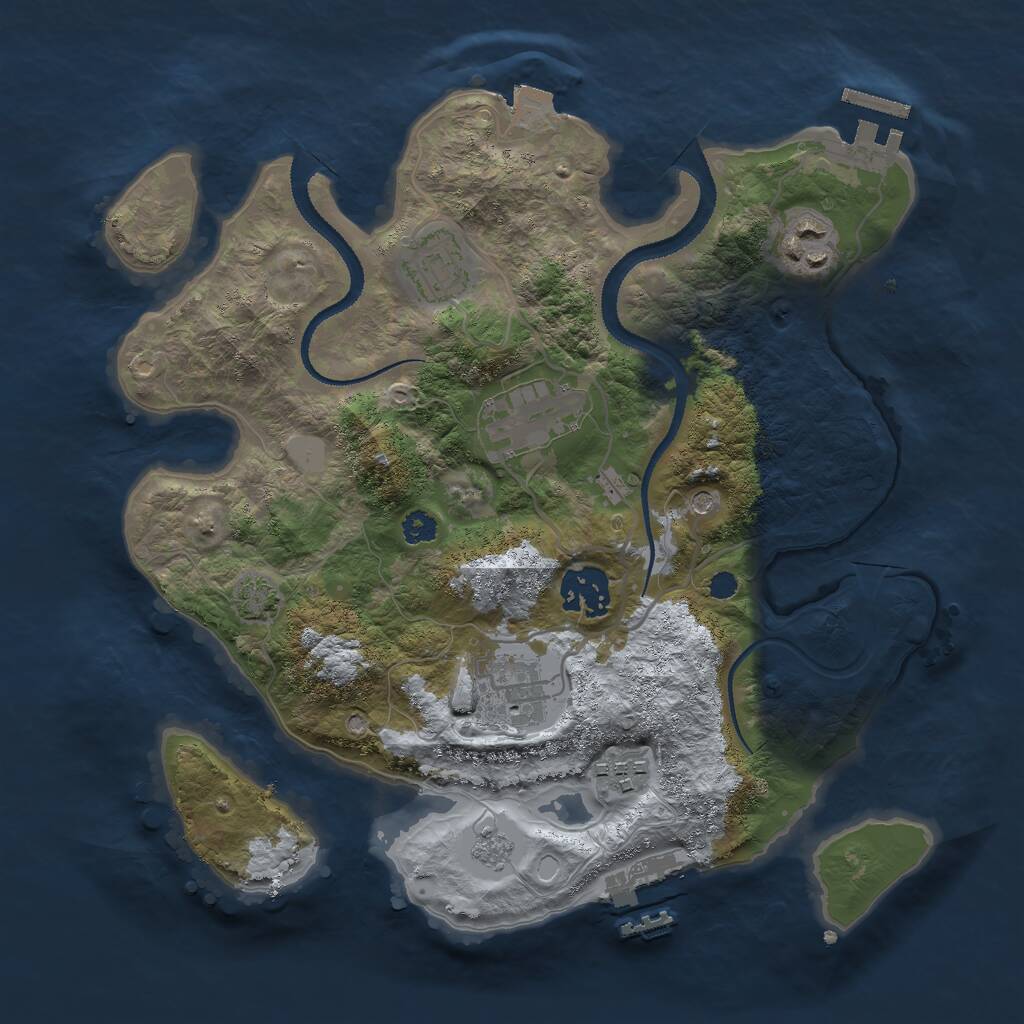 Rust Map: Procedural Map, Size: 3000, Seed: 1264647894, 12 Monuments