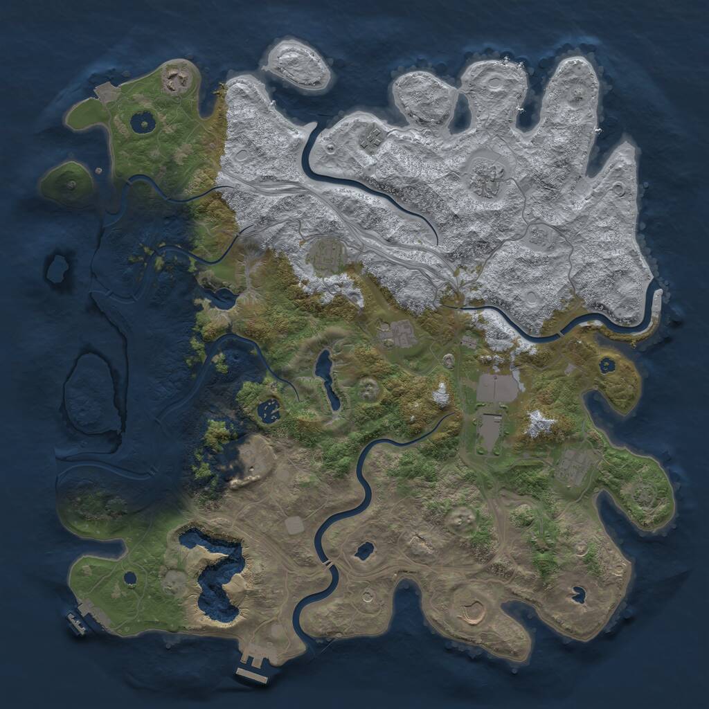 Rust Map: Procedural Map, Size: 4500, Seed: 1905096869, 16 Monuments