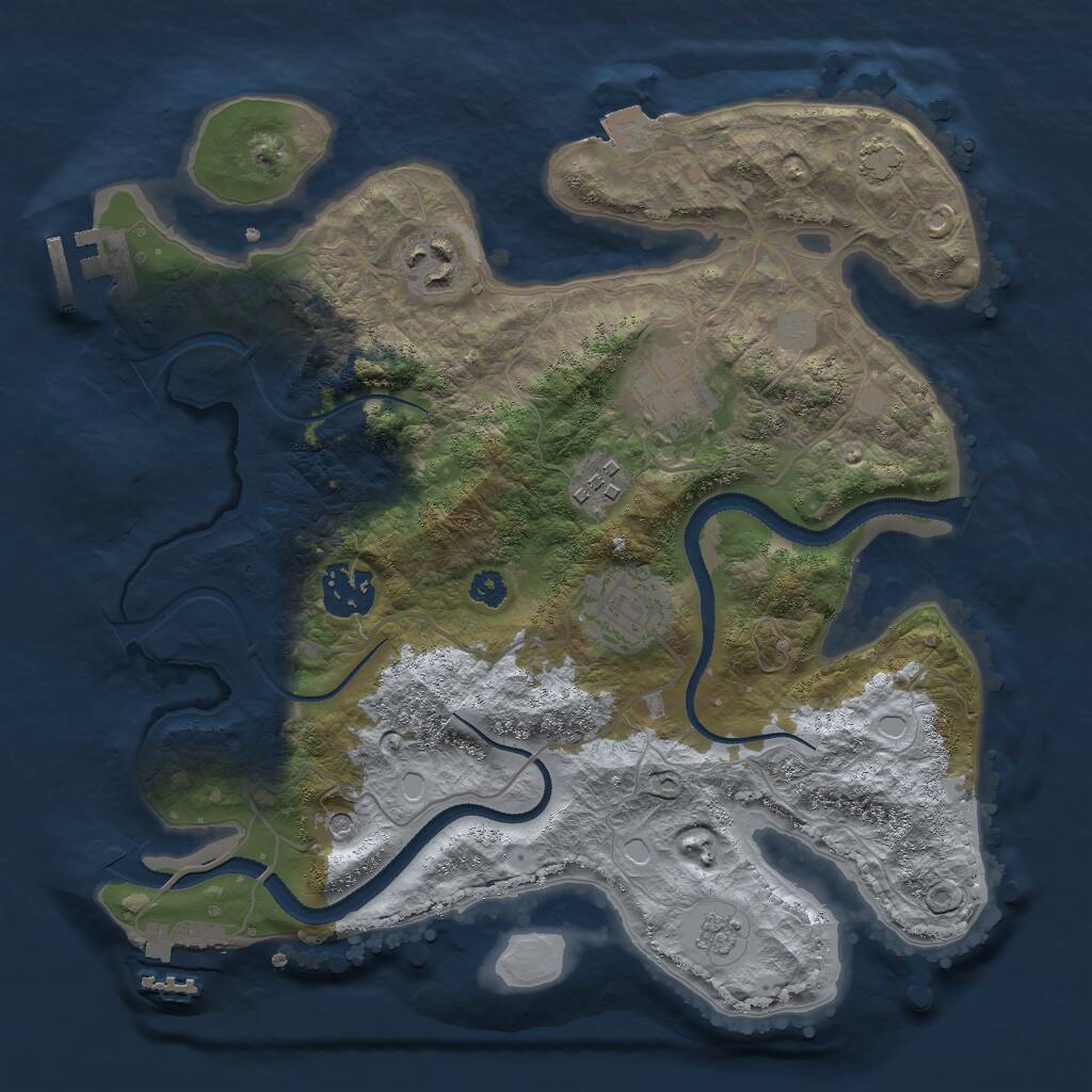 Rust Map: Procedural Map, Size: 3000, Seed: 1217587839, 11 Monuments