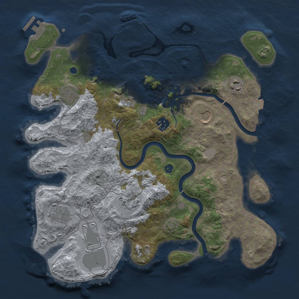 Rust Map: Procedural Map, Size: 3500, Seed: 1045946268, 15 Monuments
