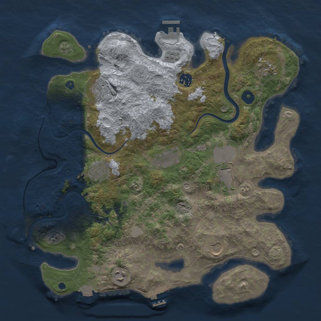 Rust Map: Procedural Map, Size: 3700, Seed: 593489358, 15 Monuments