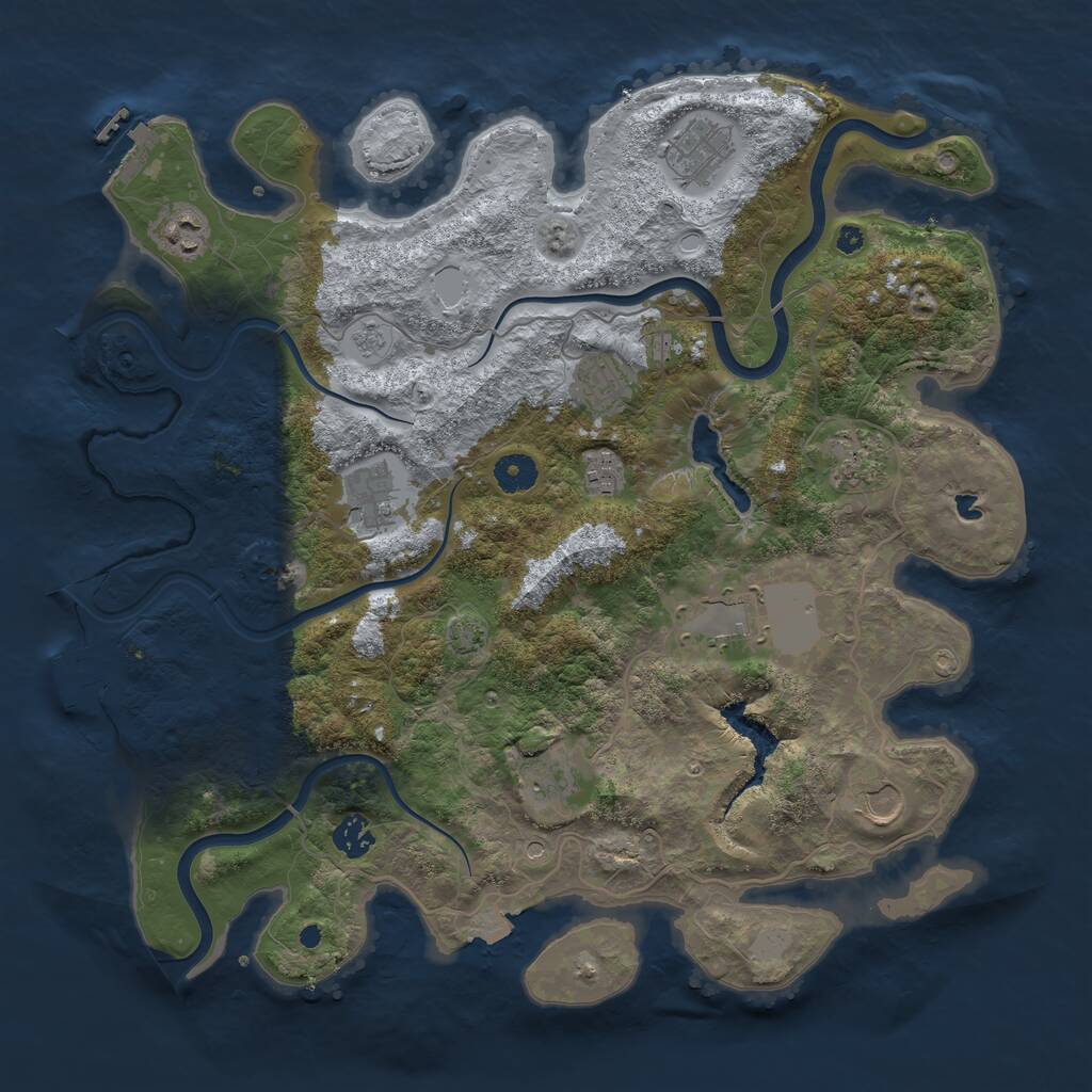 Rust Map: Procedural Map, Size: 4000, Seed: 542680020, 16 Monuments