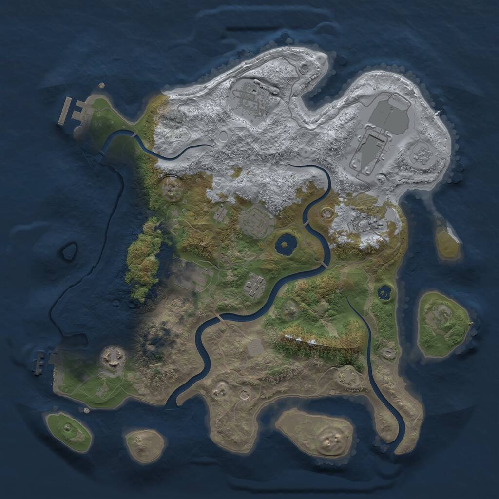 Rust Map: Procedural Map, Size: 3500, Seed: 921112236, 13 Monuments