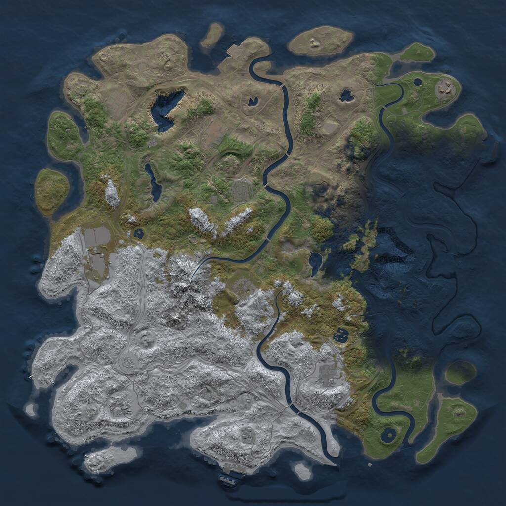 Rust Map: Procedural Map, Size: 5000, Seed: 3456242, 17 Monuments