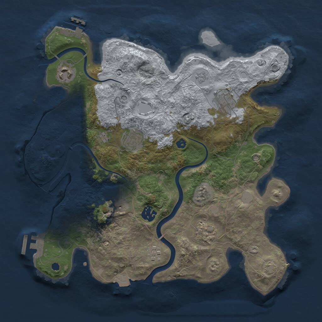 Rust Map: Procedural Map, Size: 3300, Seed: 1157443501, 13 Monuments