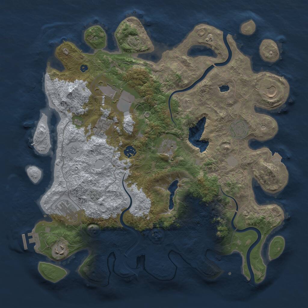 Rust Map: Procedural Map, Size: 4000, Seed: 54600, 14 Monuments