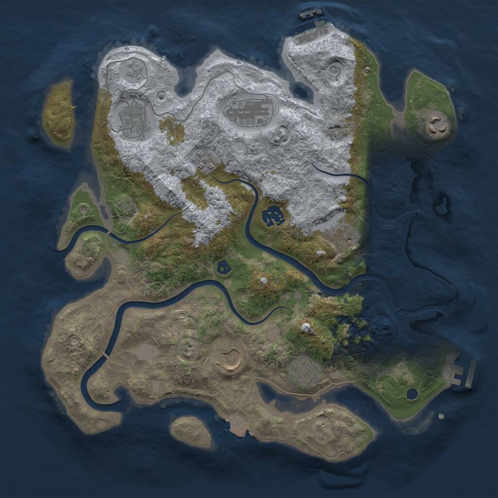 Rust Map: Procedural Map, Size: 3500, Seed: 2077667852, 14 Monuments