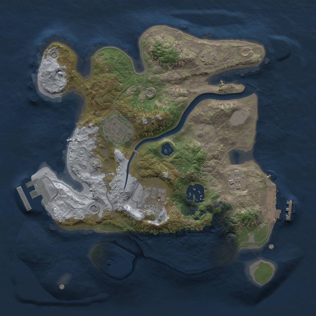 Rust Map: Procedural Map, Size: 2500, Seed: 315335444, 9 Monuments
