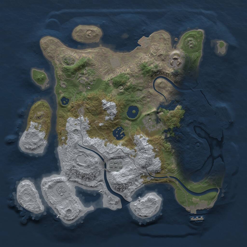 Rust Map: Procedural Map, Size: 3000, Seed: 1562704589, 10 Monuments