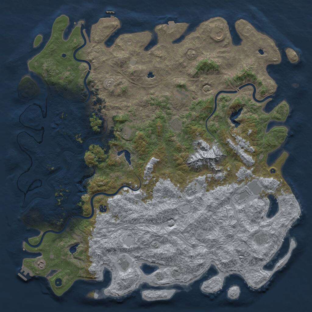 Rust Map: Procedural Map, Size: 6000, Seed: 1107498525, 17 Monuments