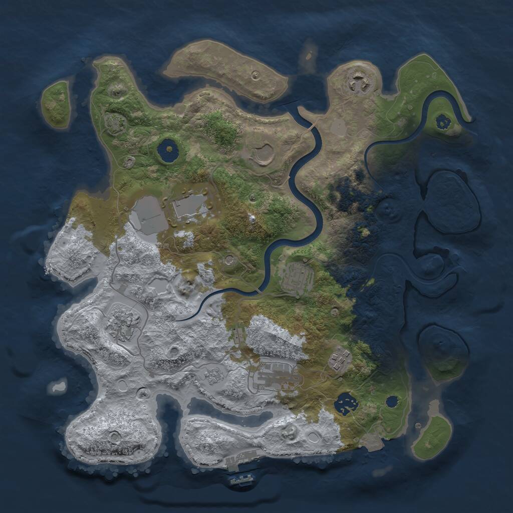 Rust Map: Procedural Map, Size: 3500, Seed: 1024493199, 13 Monuments