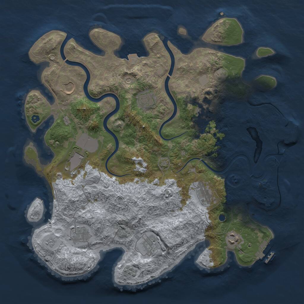 Rust Map: Procedural Map, Size: 3750, Seed: 1052547732, 15 Monuments