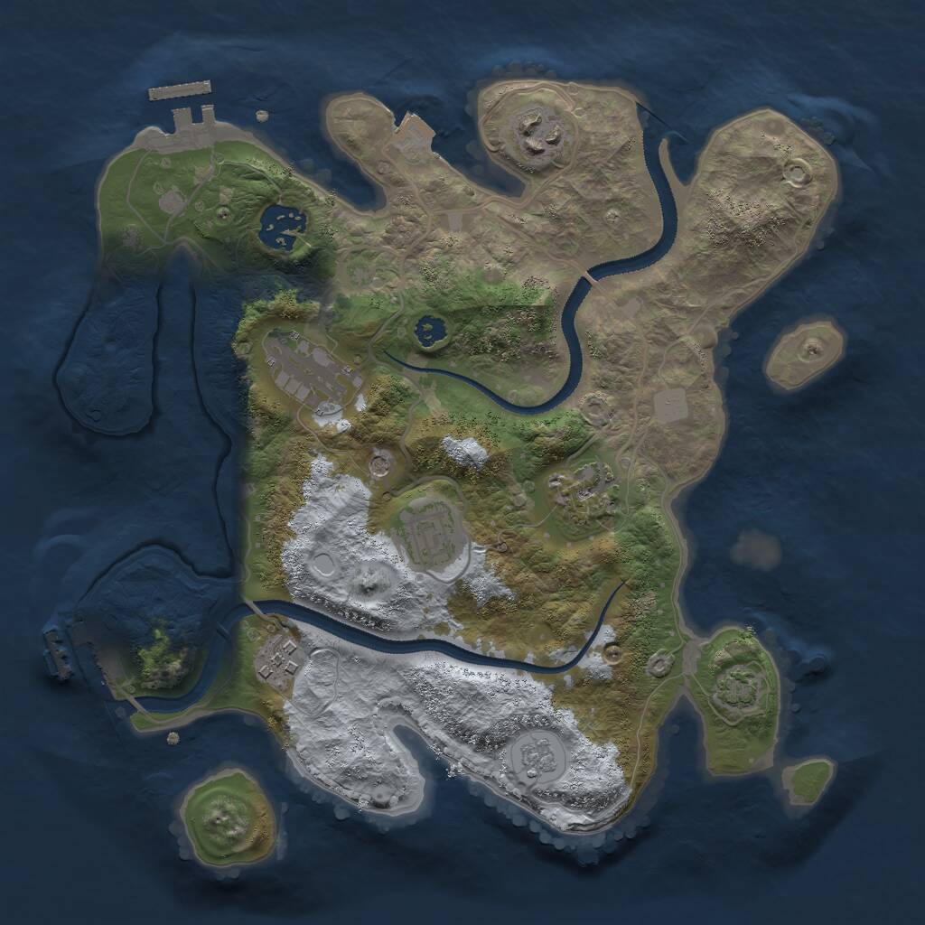 Rust Map: Procedural Map, Size: 3000, Seed: 736379696, 12 Monuments