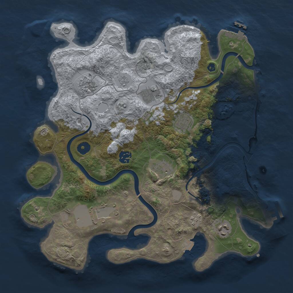 Rust Map: Procedural Map, Size: 3500, Seed: 1980295996, 14 Monuments