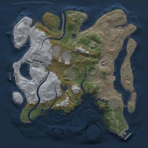 Thumbnail Rust Map: Procedural Map, Size: 3500, Seed: 1949553315, 13 Monuments