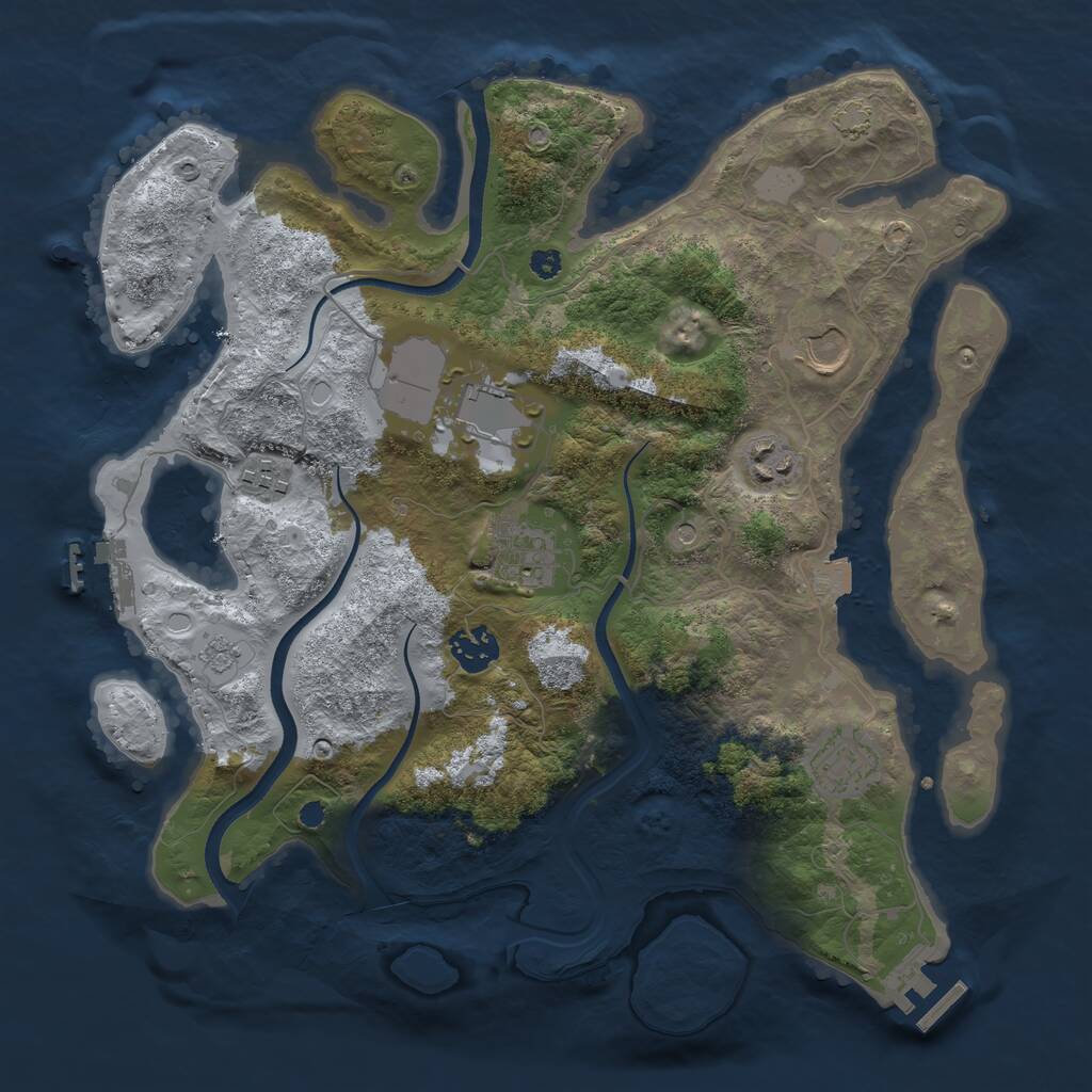 Rust Map: Procedural Map, Size: 3500, Seed: 1949553315, 13 Monuments