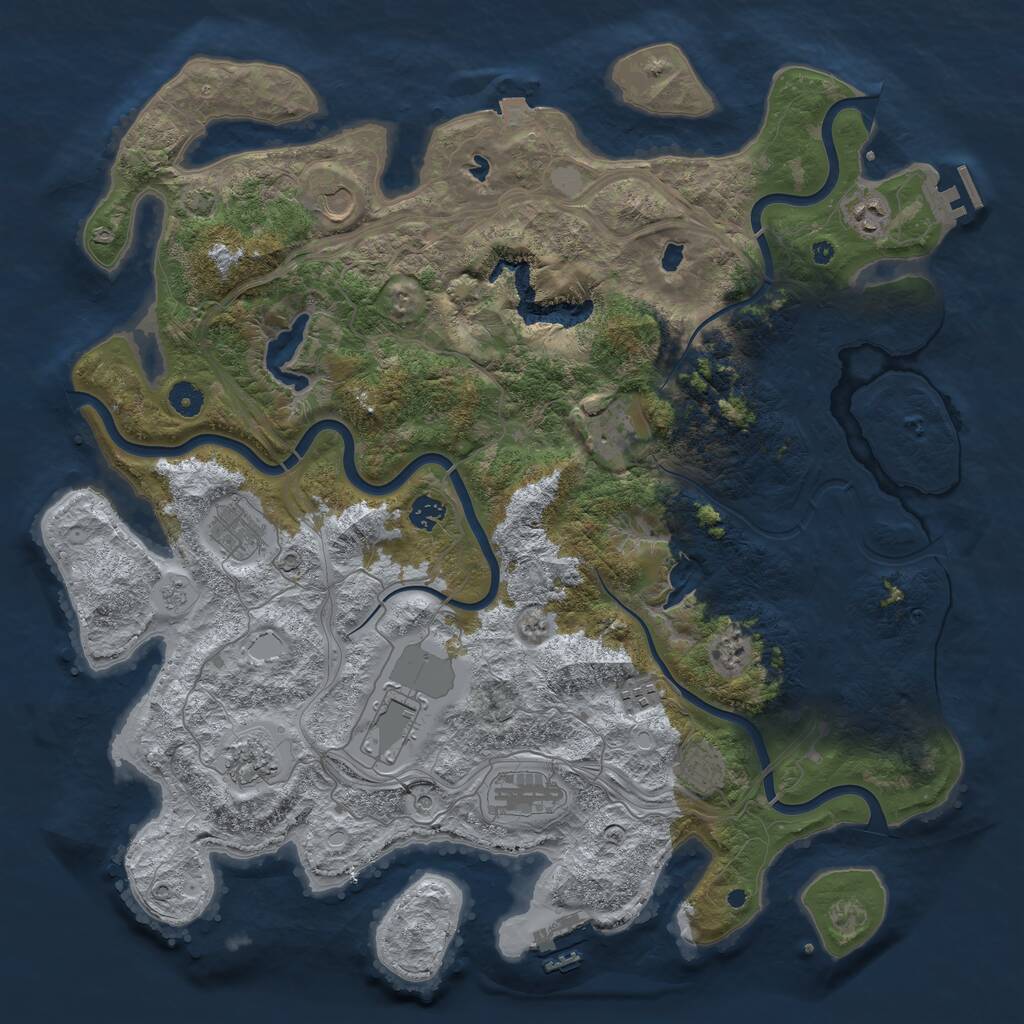 Rust Map: Procedural Map, Size: 4500, Seed: 5255525, 16 Monuments