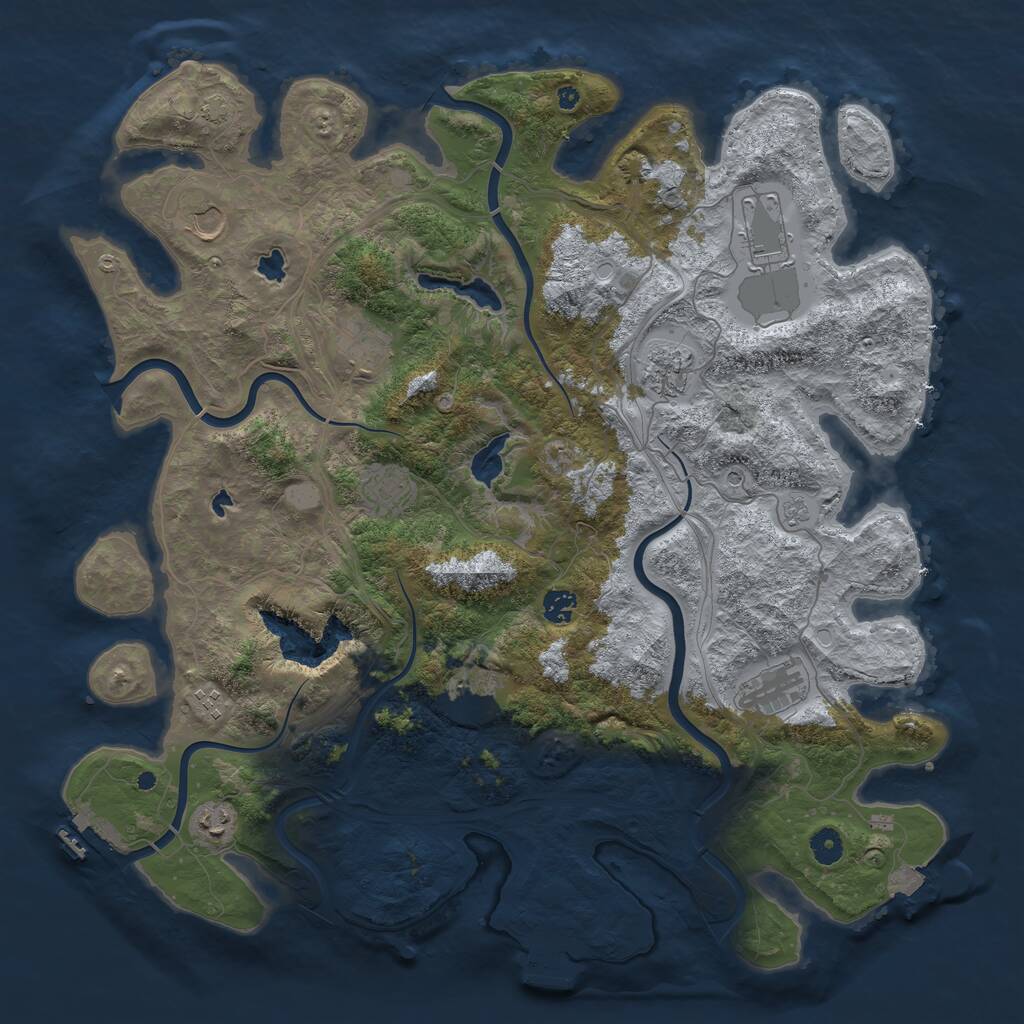 Rust Map: Procedural Map, Size: 4500, Seed: 2074257033, 16 Monuments