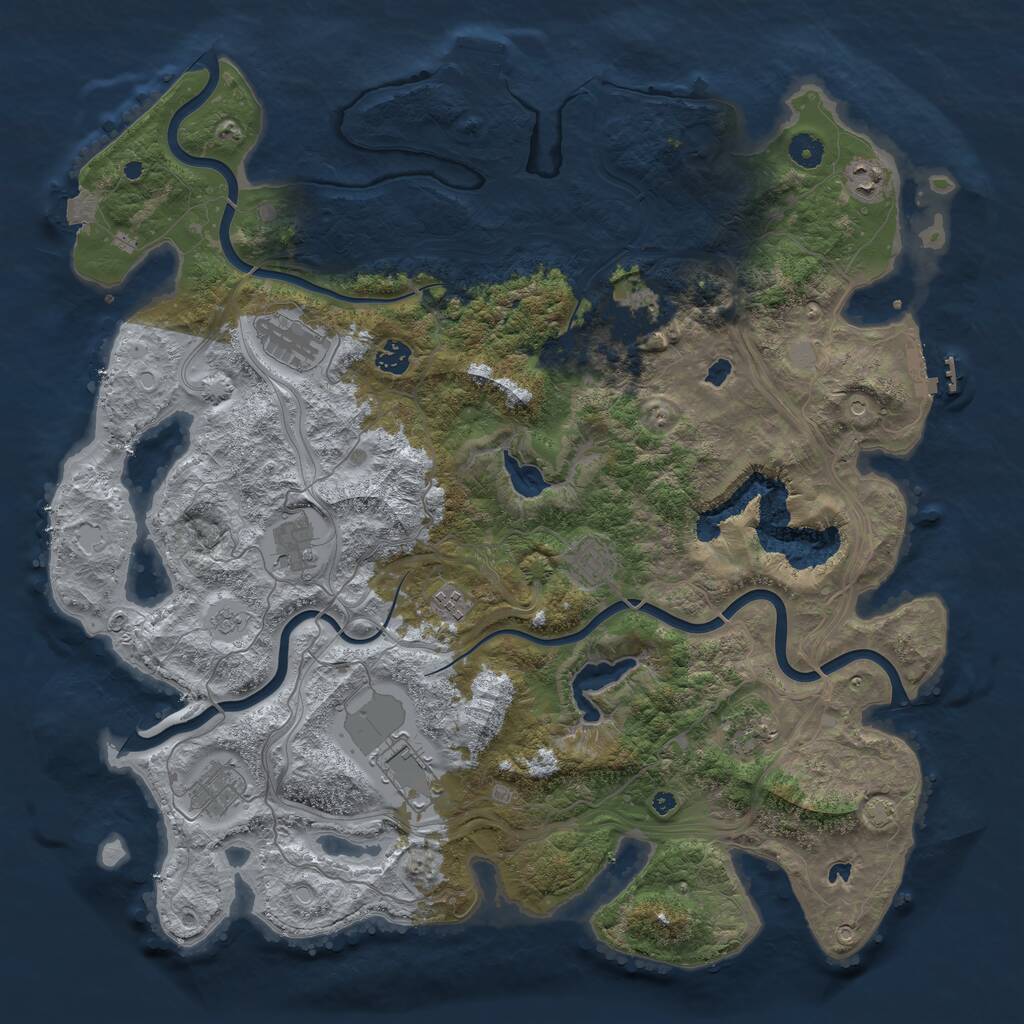 Rust Map: Procedural Map, Size: 4500, Seed: 16266314, 16 Monuments