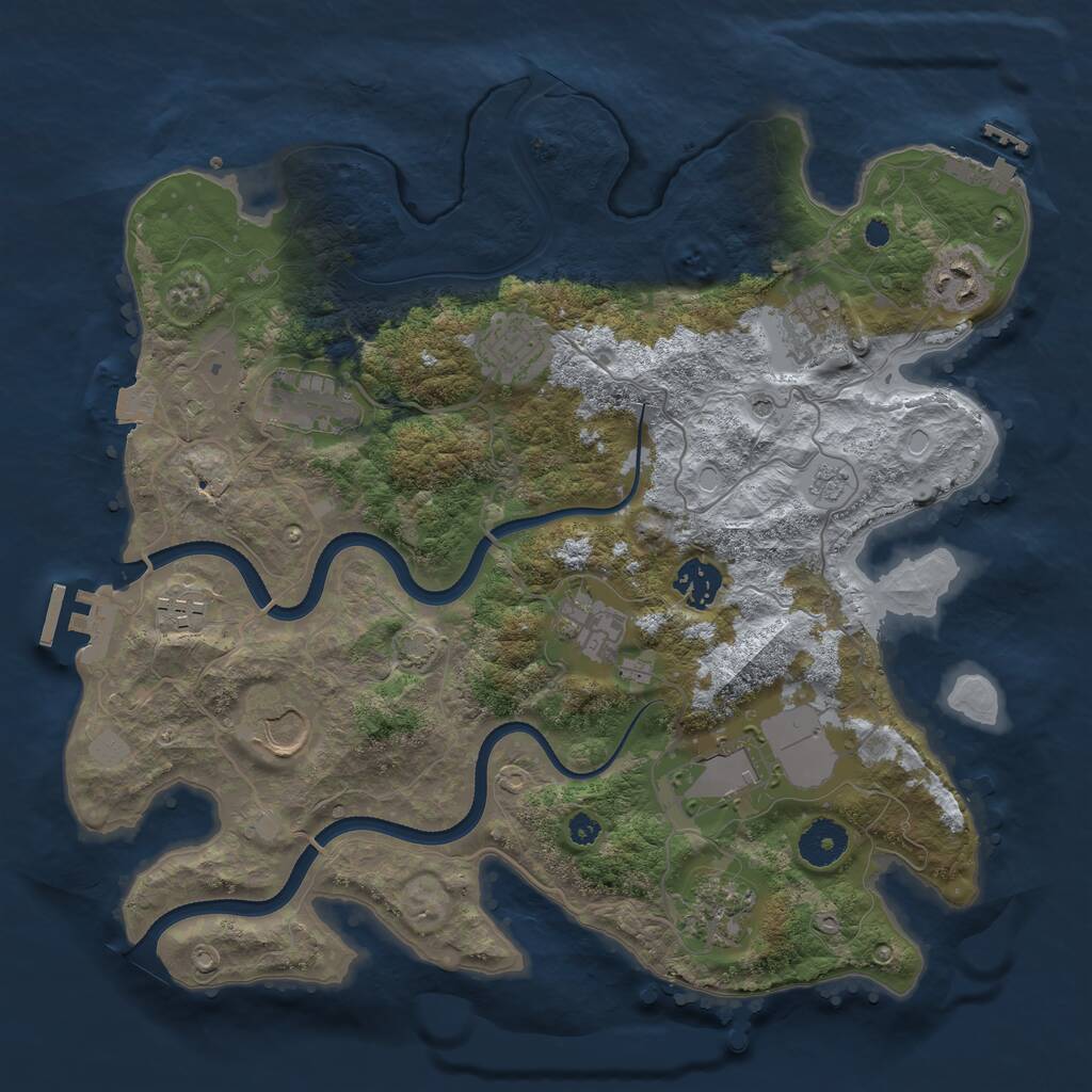 Rust Map: Procedural Map, Size: 3500, Seed: 172852236, 16 Monuments
