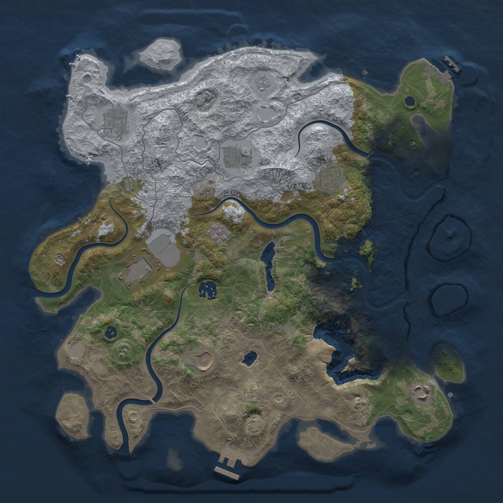 Rust Map: Procedural Map, Size: 4000, Seed: 1165902737, 14 Monuments