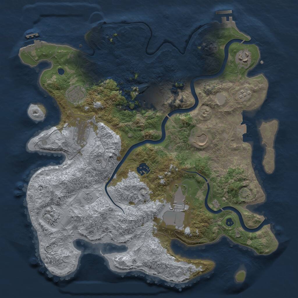 Rust Map: Procedural Map, Size: 3700, Seed: 1177492914, 15 Monuments