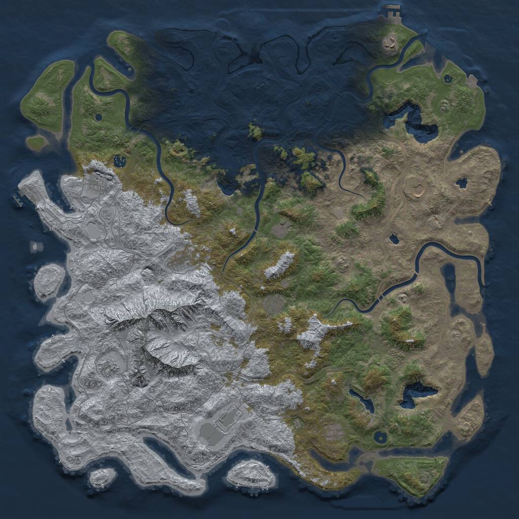 Rust Map: Procedural Map, Size: 6000, Seed: 1974854250, 17 Monuments