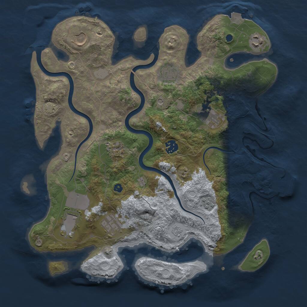Rust Map: Procedural Map, Size: 3500, Seed: 418577738, 14 Monuments