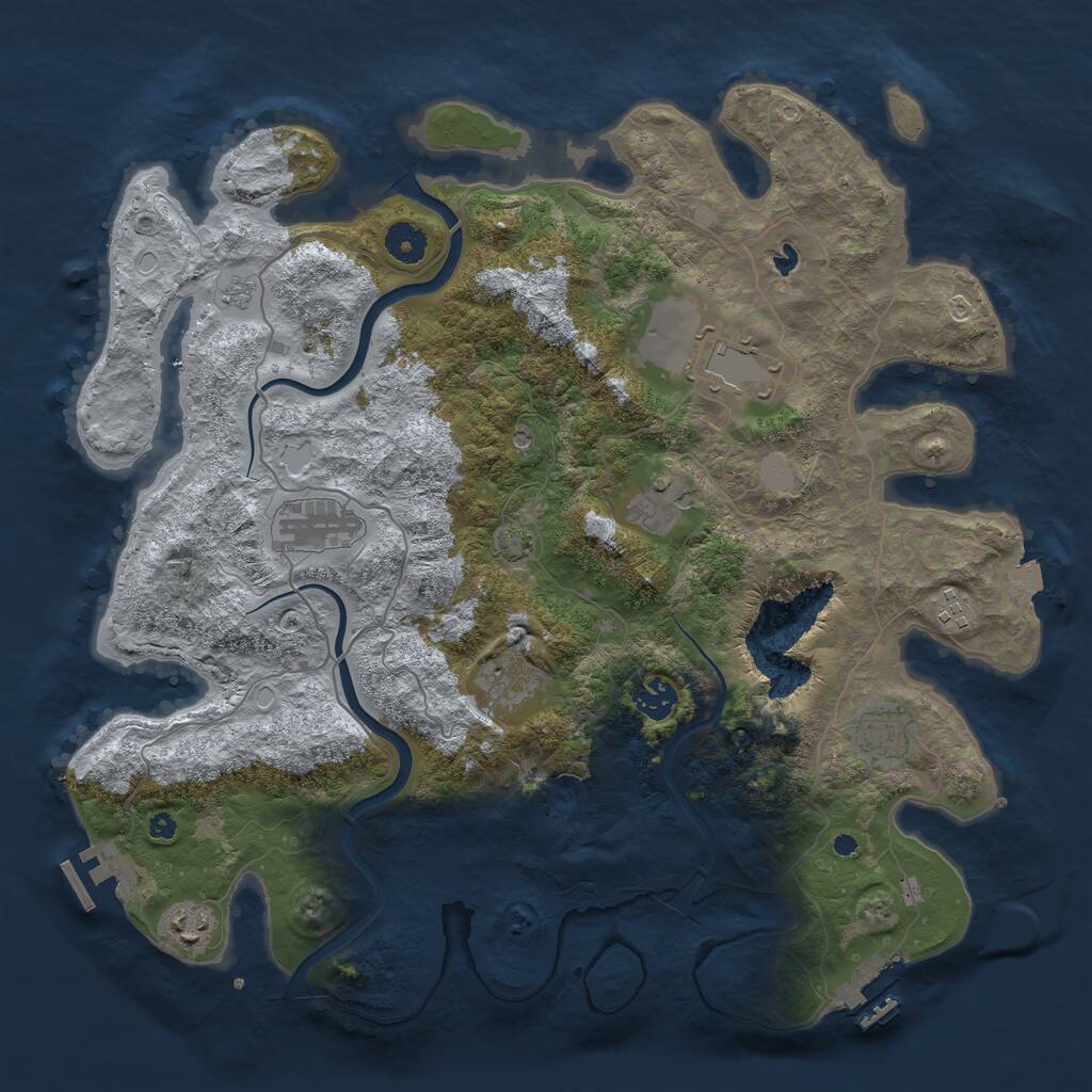 Rust Map: Procedural Map, Size: 4000, Seed: 46355521, 14 Monuments