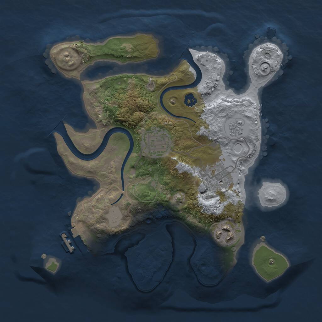 Rust Map: Procedural Map, Size: 2500, Seed: 1870918612, 6 Monuments