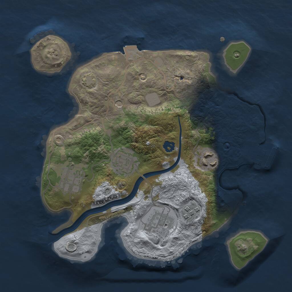 Rust Map: Procedural Map, Size: 2500, Seed: 28336, 9 Monuments