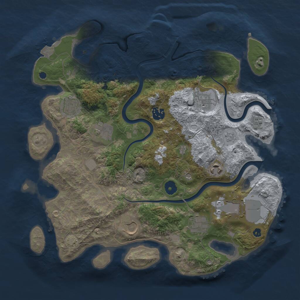 Rust Map: Procedural Map, Size: 3500, Seed: 985621159, 14 Monuments