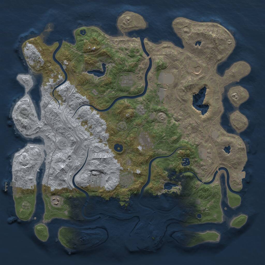 Rust Map: Procedural Map, Size: 4500, Seed: 839608054, 16 Monuments