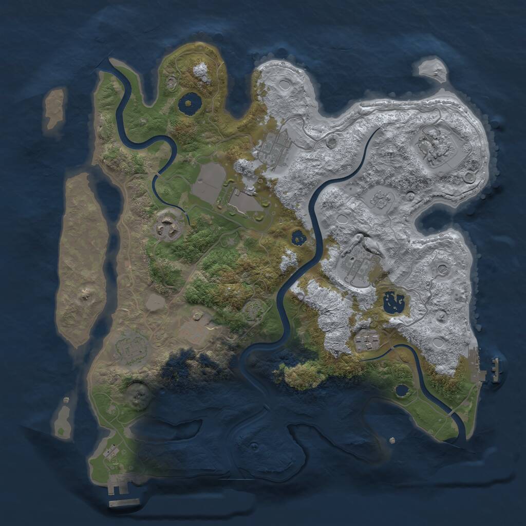 Rust Map: Procedural Map, Size: 3500, Seed: 1456237988, 15 Monuments