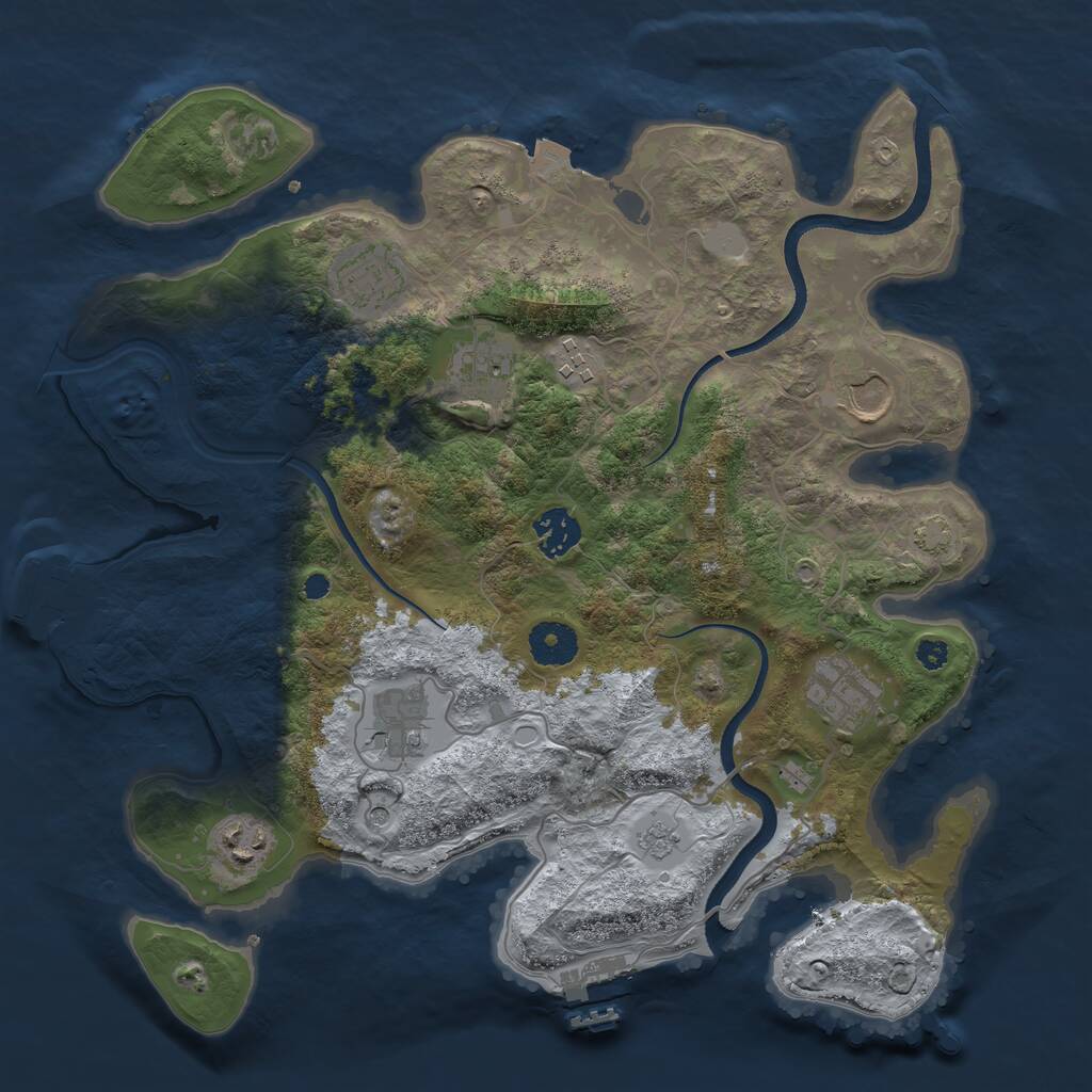 Rust Map: Procedural Map, Size: 3500, Seed: 214834720, 14 Monuments