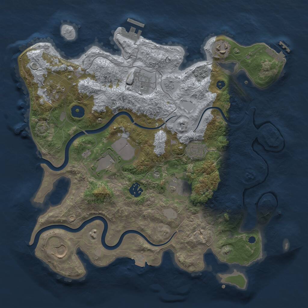 Rust Map: Procedural Map, Size: 3500, Seed: 2143889182, 15 Monuments
