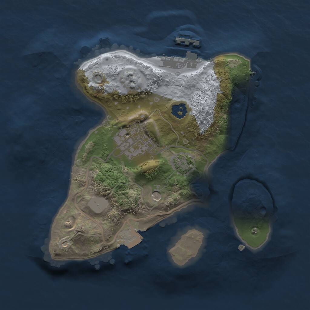 Rust Map: Procedural Map, Size: 2000, Seed: 1246468345, 5 Monuments