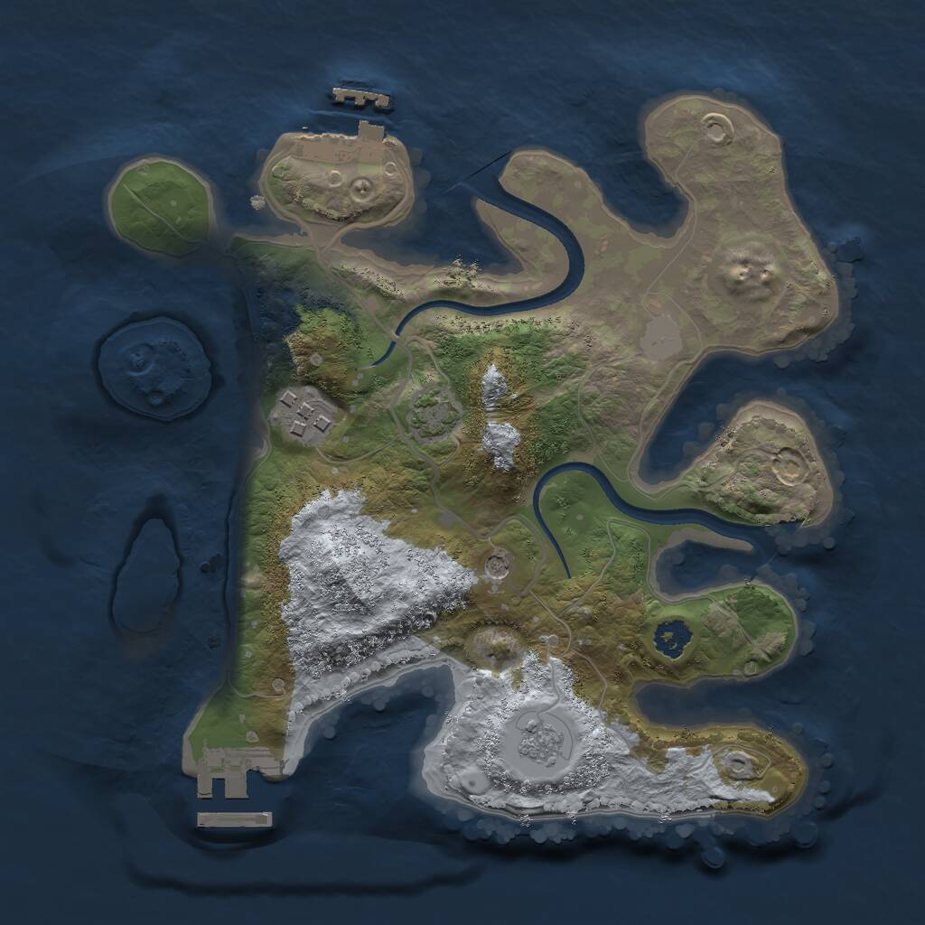 Rust Map: Procedural Map, Size: 2500, Seed: 617196722, 7 Monuments