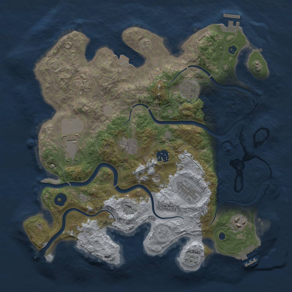 Rust Map: Procedural Map, Size: 3500, Seed: 20171, 14 Monuments