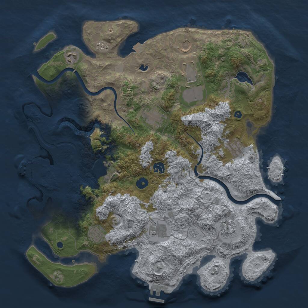 Rust Map: Procedural Map, Size: 4000, Seed: 701118463, 17 Monuments