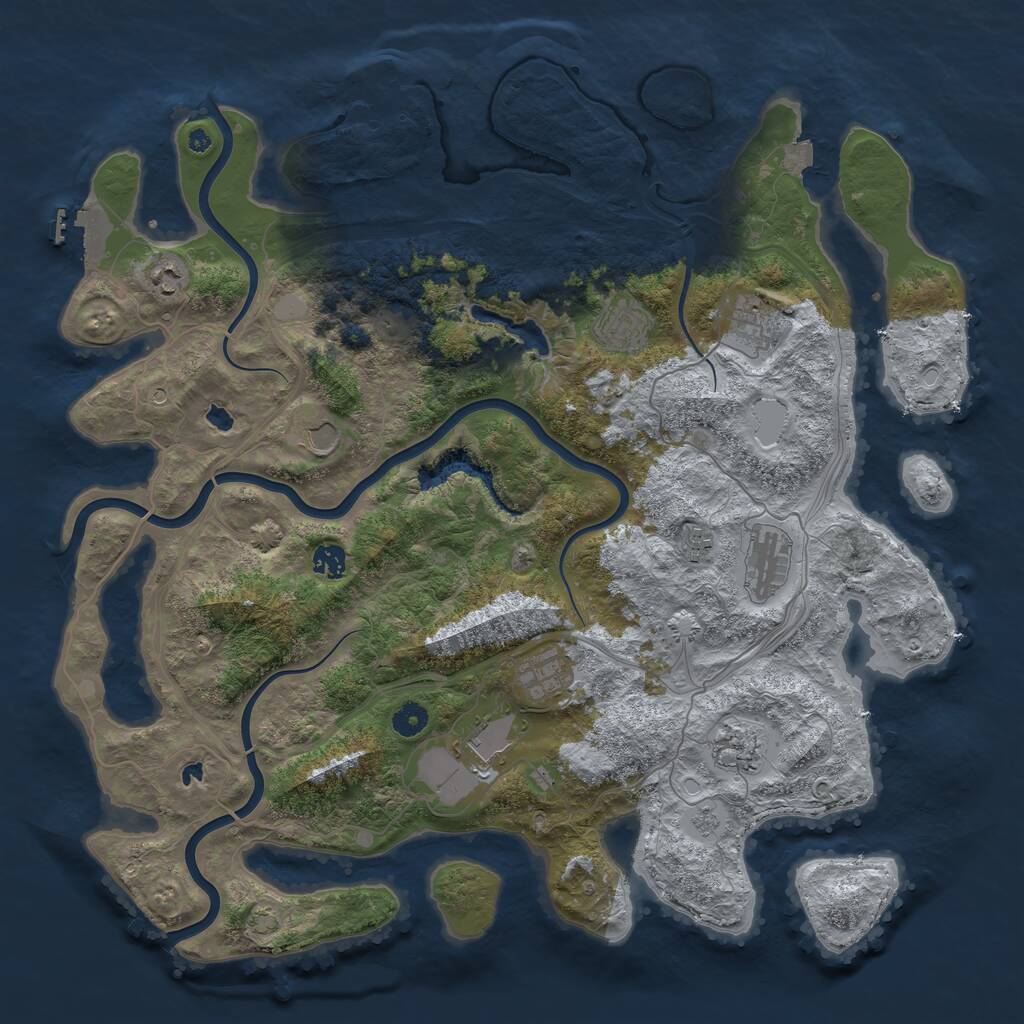 Rust Map: Procedural Map, Size: 4500, Seed: 1386547430, 16 Monuments